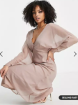 ASOS DESIGN soft batwing midi dress in dusty mauve